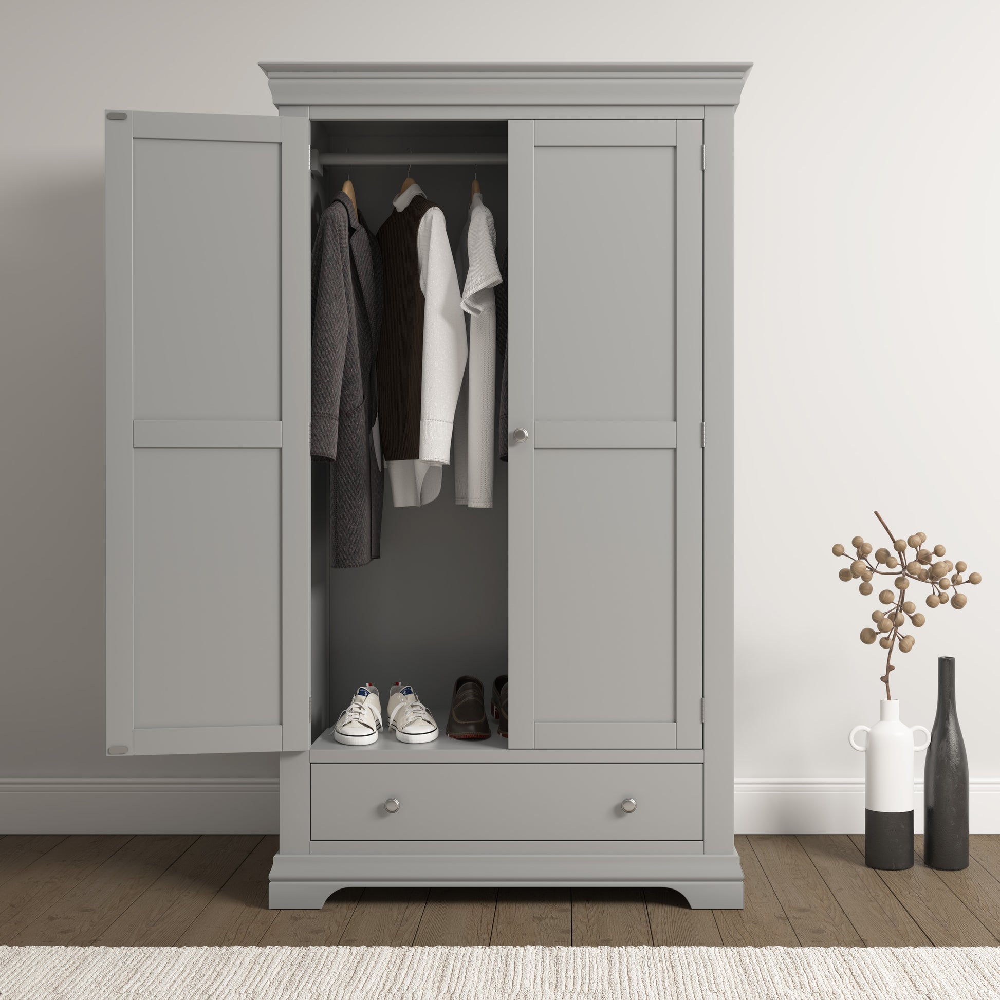 Asterley Double Wardrobe with Drawer - Bridgnorth Furniture