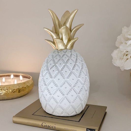 Calista White & Gold Pineapple Decorative Ornament - Bridgnorth Furniture