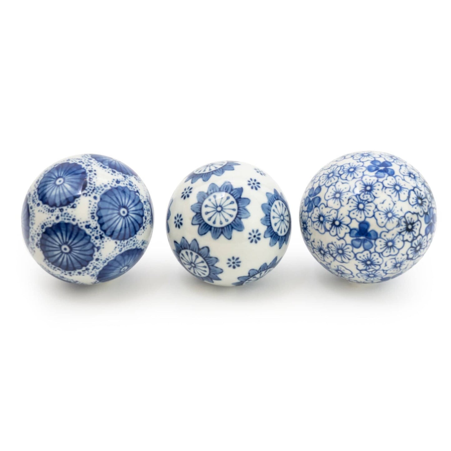 Sumatra Blue & White Assorted Small Decorative Ball 7cm set of 3 - Bridgnorth Furniture