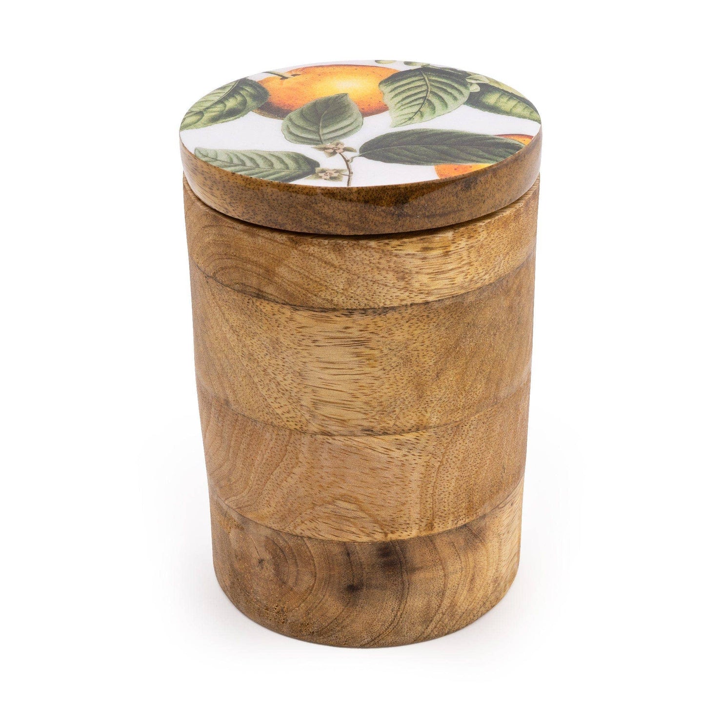 Handcrafted Orange Blossom Small Wooden Storage Jar White 16cm - Bridgnorth Furniture