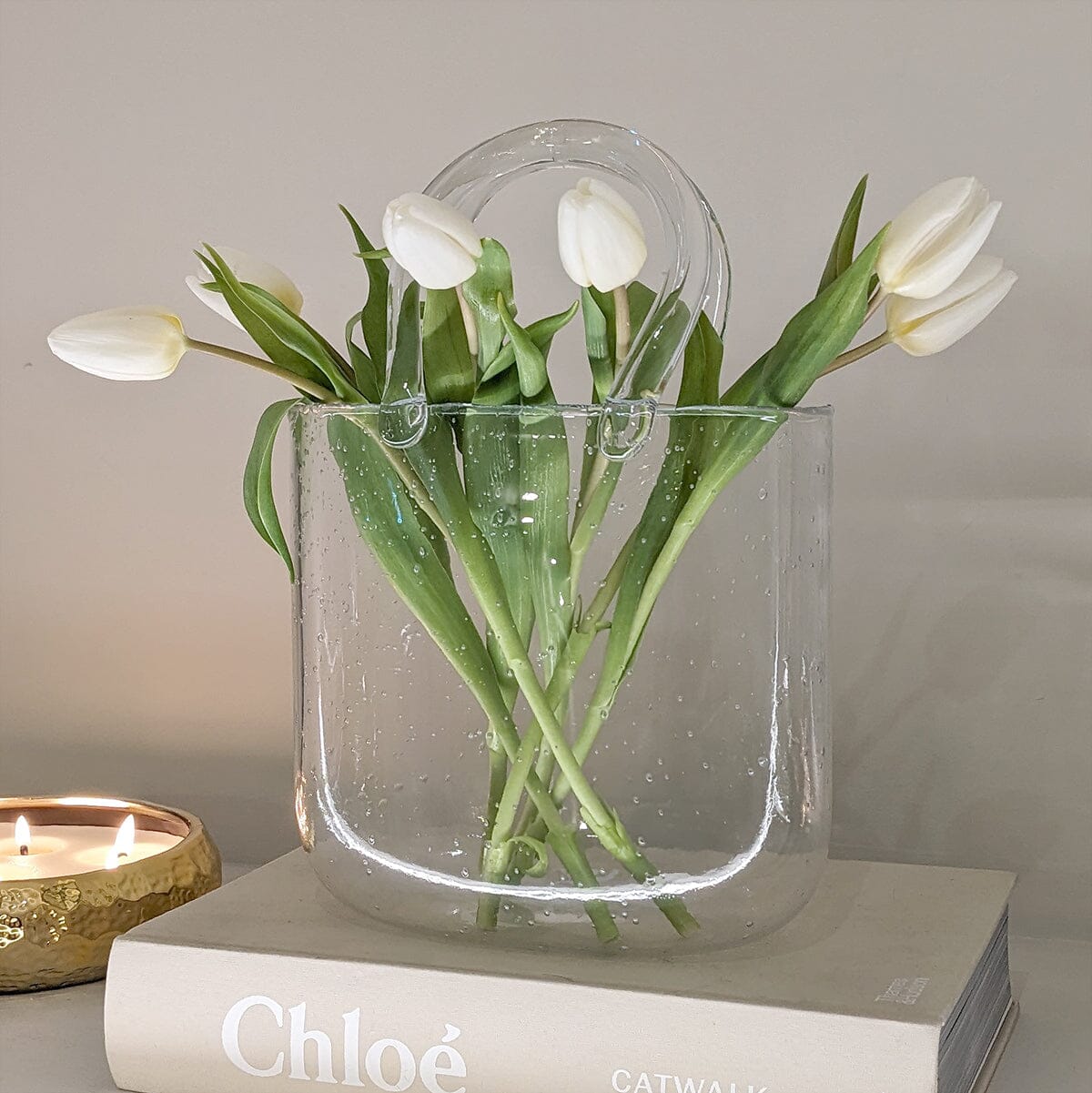 Carina Bubbled Glass Decorative Handbag Vase - Bridgnorth Furniture