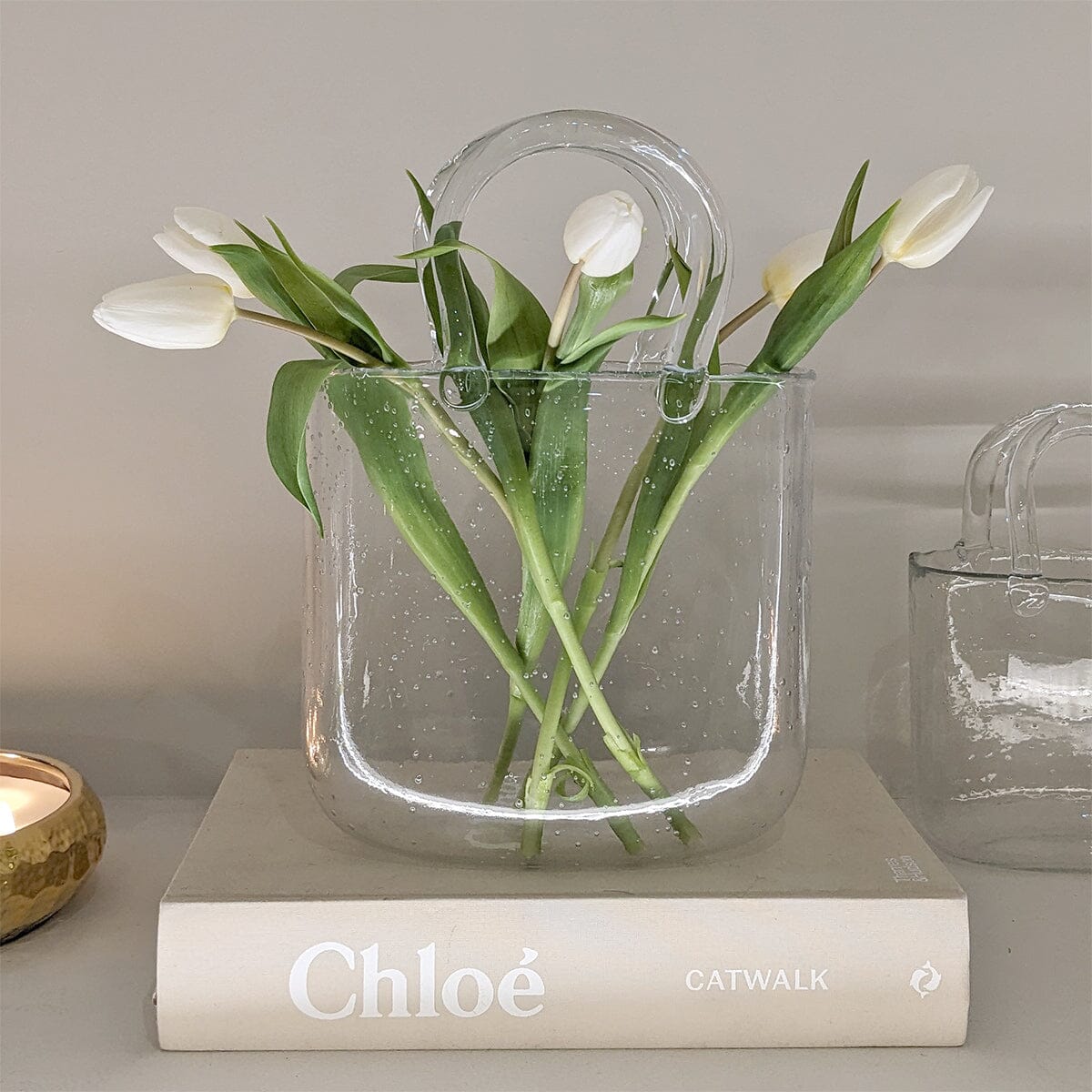 Carina Bubbled Glass Decorative Handbag Vase - Bridgnorth Furniture