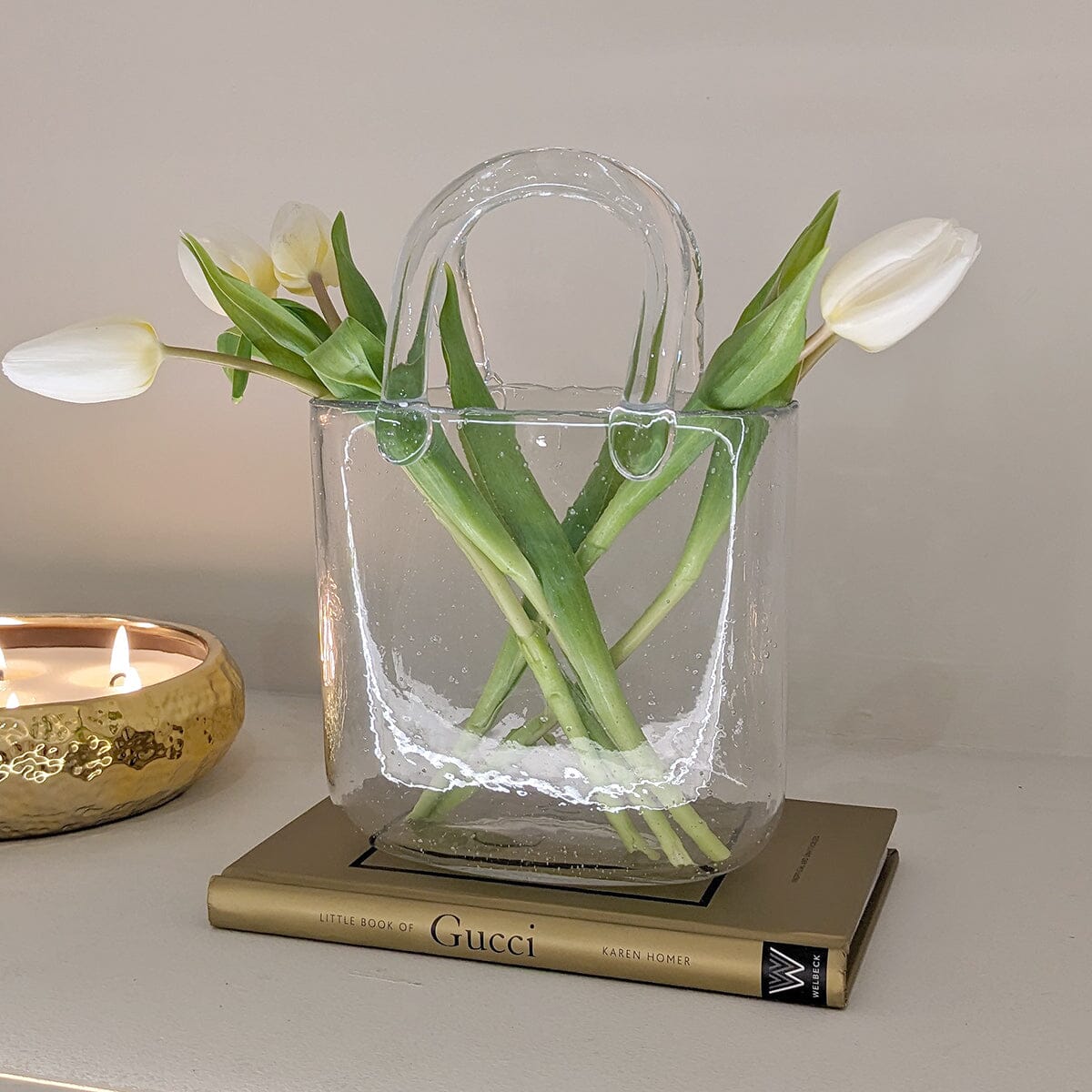 Carina Petite Bubbled Glass Decorative Handbag Vase - Bridgnorth Furniture