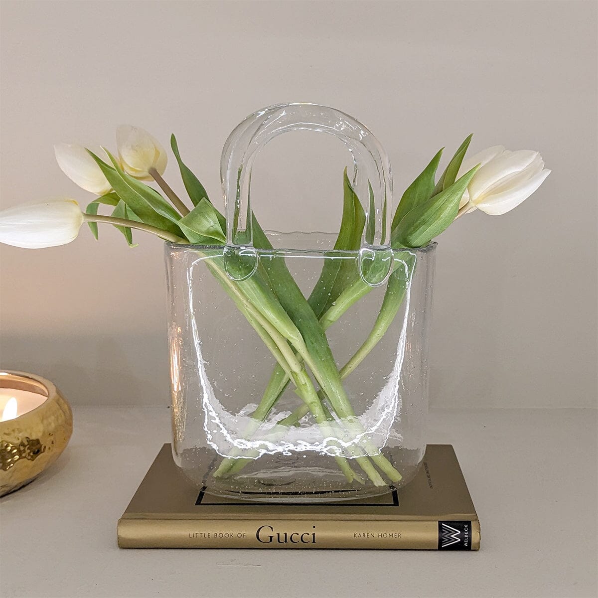 Carina Petite Bubbled Glass Decorative Handbag Vase - Bridgnorth Furniture