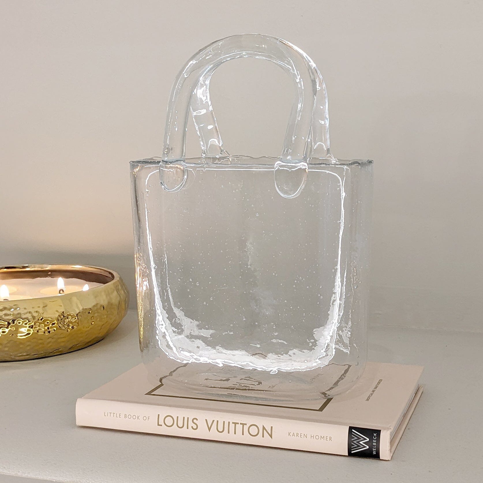 Carina Petite Bubbled Glass Decorative Handbag Vase - Bridgnorth Furniture
