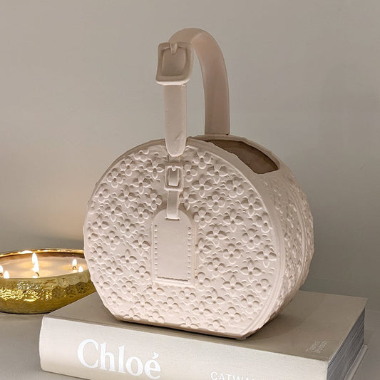 Cecilia Beige Designer Inspired Rounded Handbag Ornament - Bridgnorth Furniture