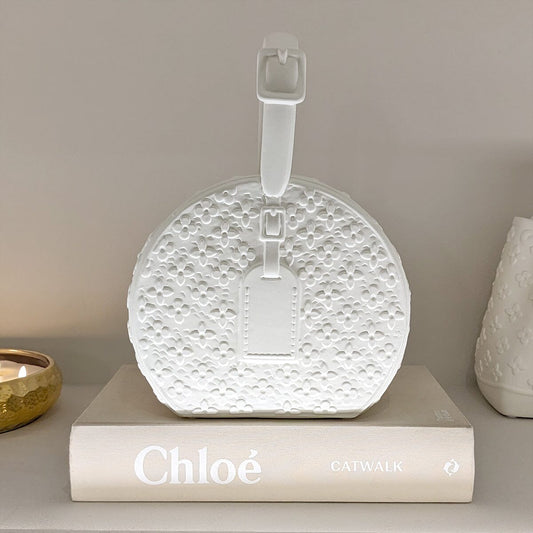 Cecilia White Designer Inspired Rounded Handbag Ornament - Bridgnorth Furniture