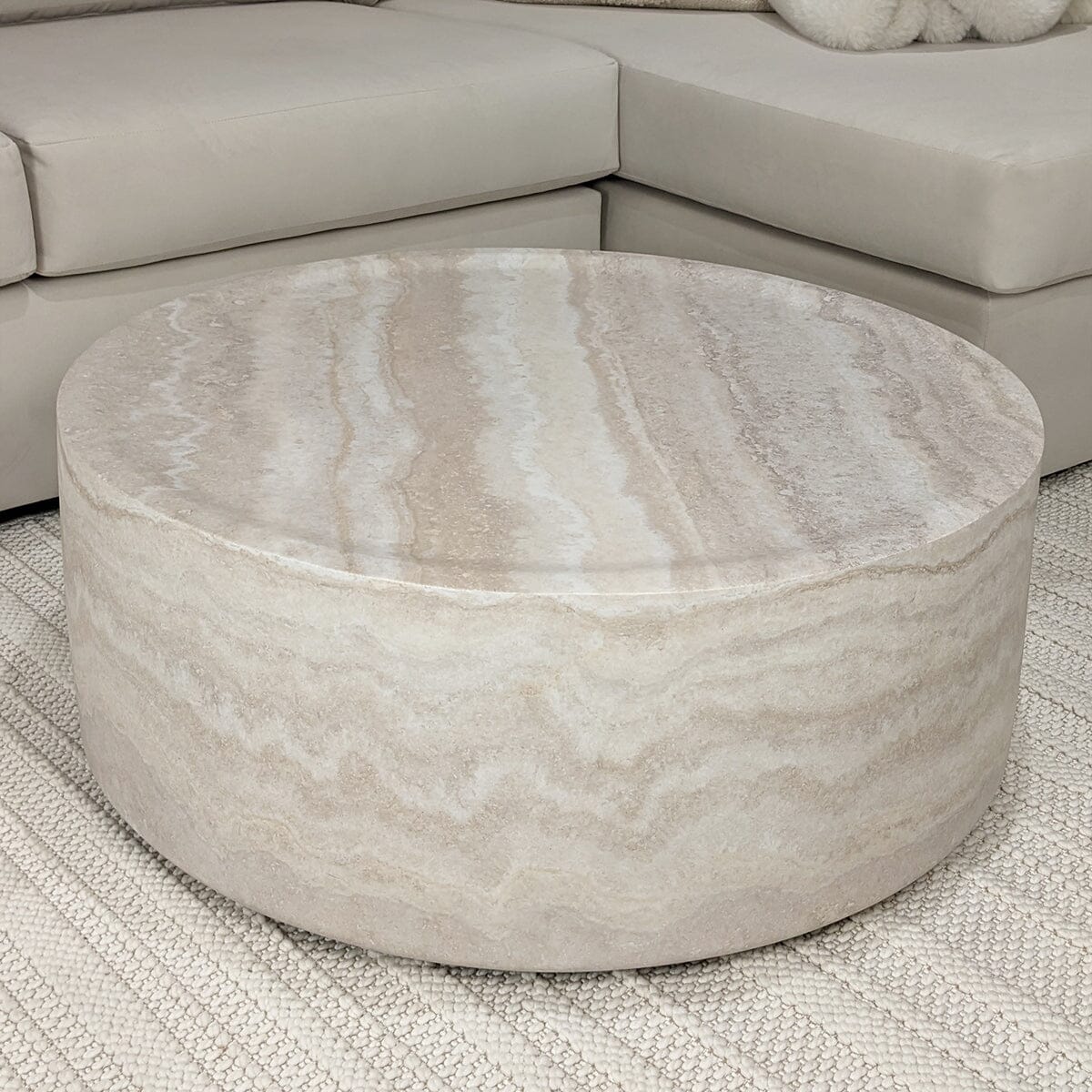 Celeste Round Neutral Marble Effect Coffee Table - Bridgnorth Furniture