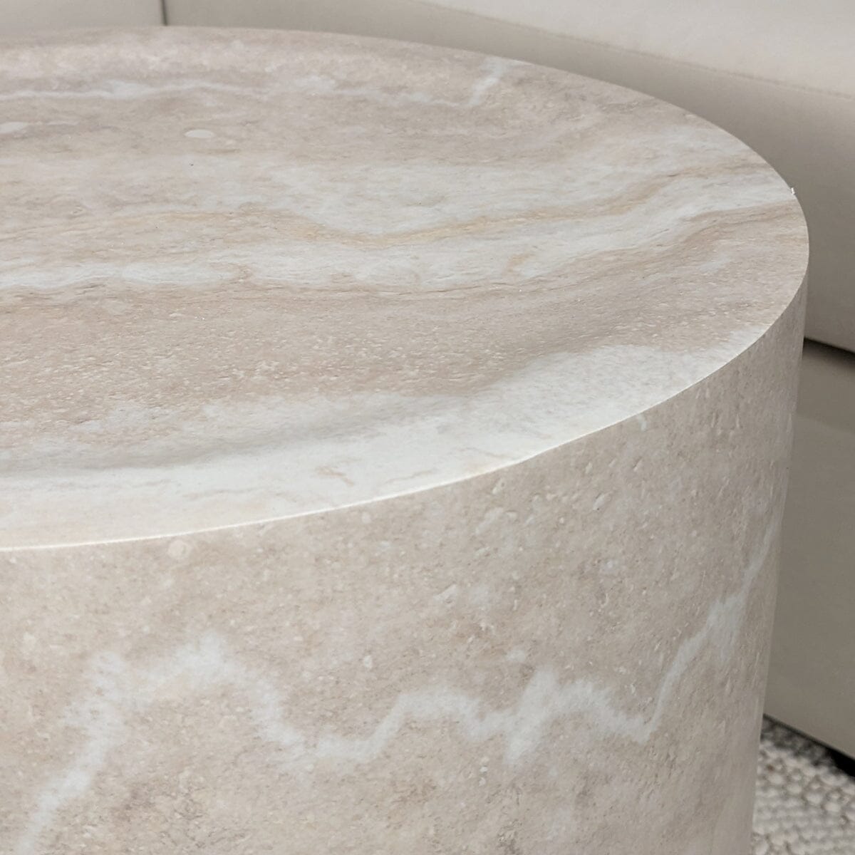 Celeste Round Neutral Marble Effect Coffee Table - Bridgnorth Furniture