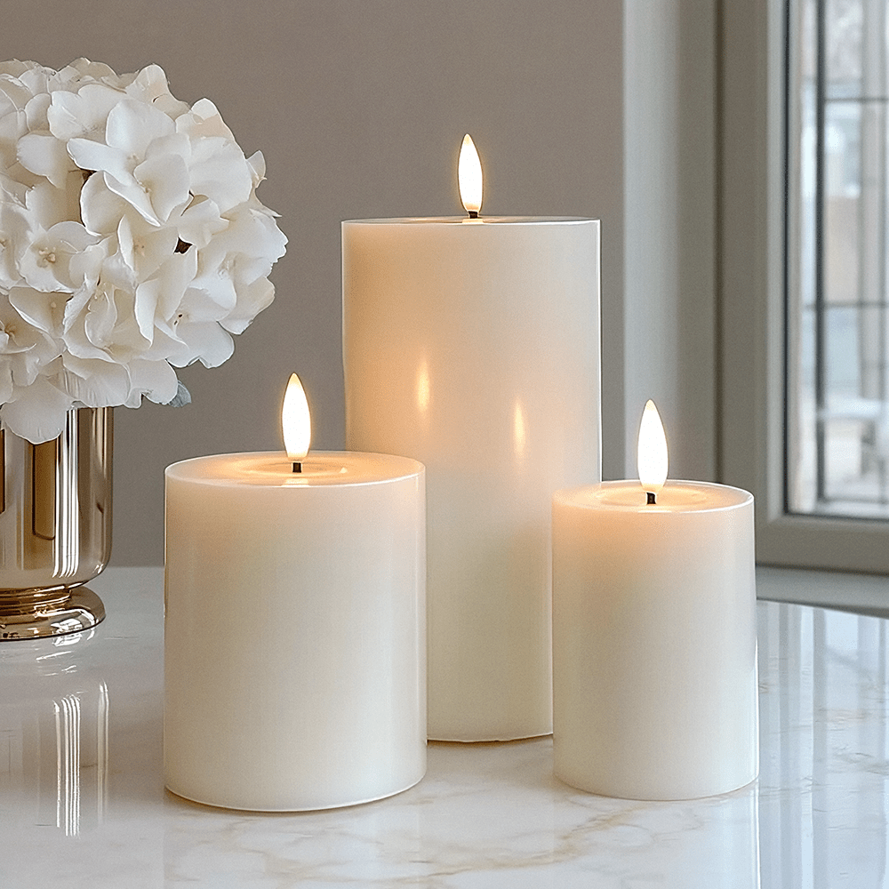 Cream Realistic LED Candles - Set of 3 - Bridgnorth Furniture