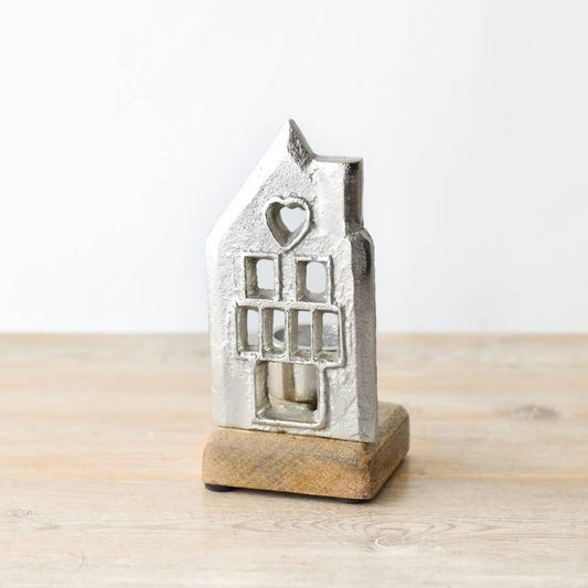 Heart House Candle Holder on Base, 15cm