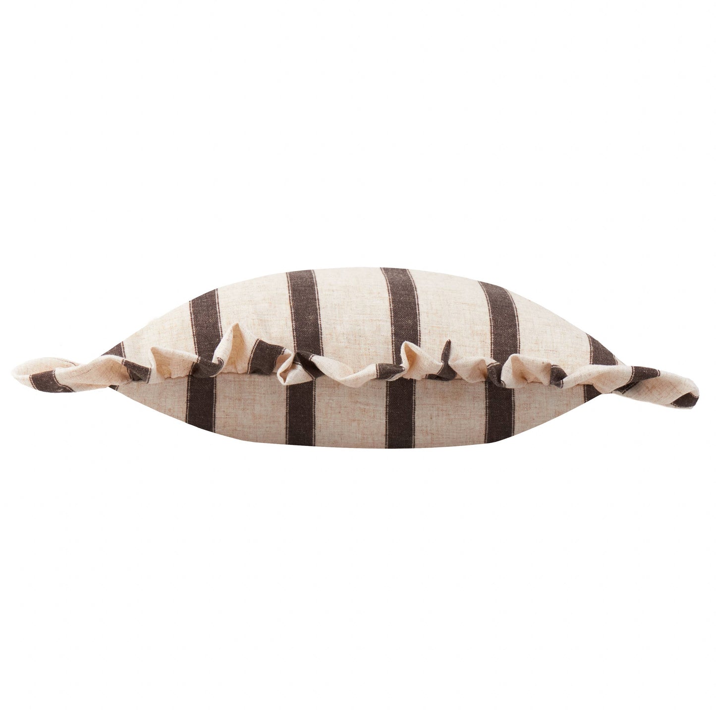 Connie Square Striped Ruffle Cushion Chocolate - Bridgnorth Furniture