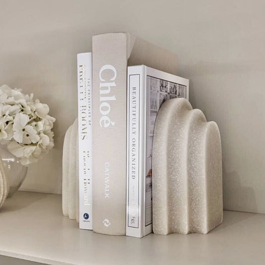 Delaney White Marble Effect Set of 2 Bookends - Bridgnorth Furniture