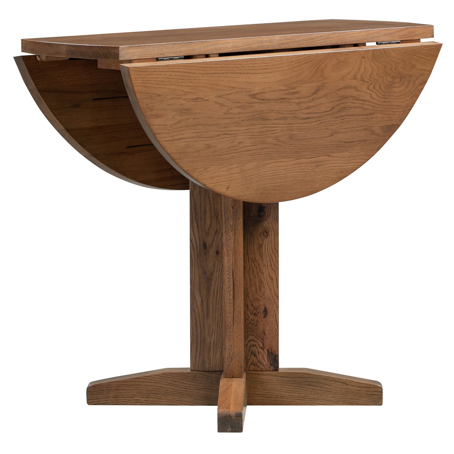 Drayton Rustic Oak Round Drop Leaf Table - Bridgnorth Furniture