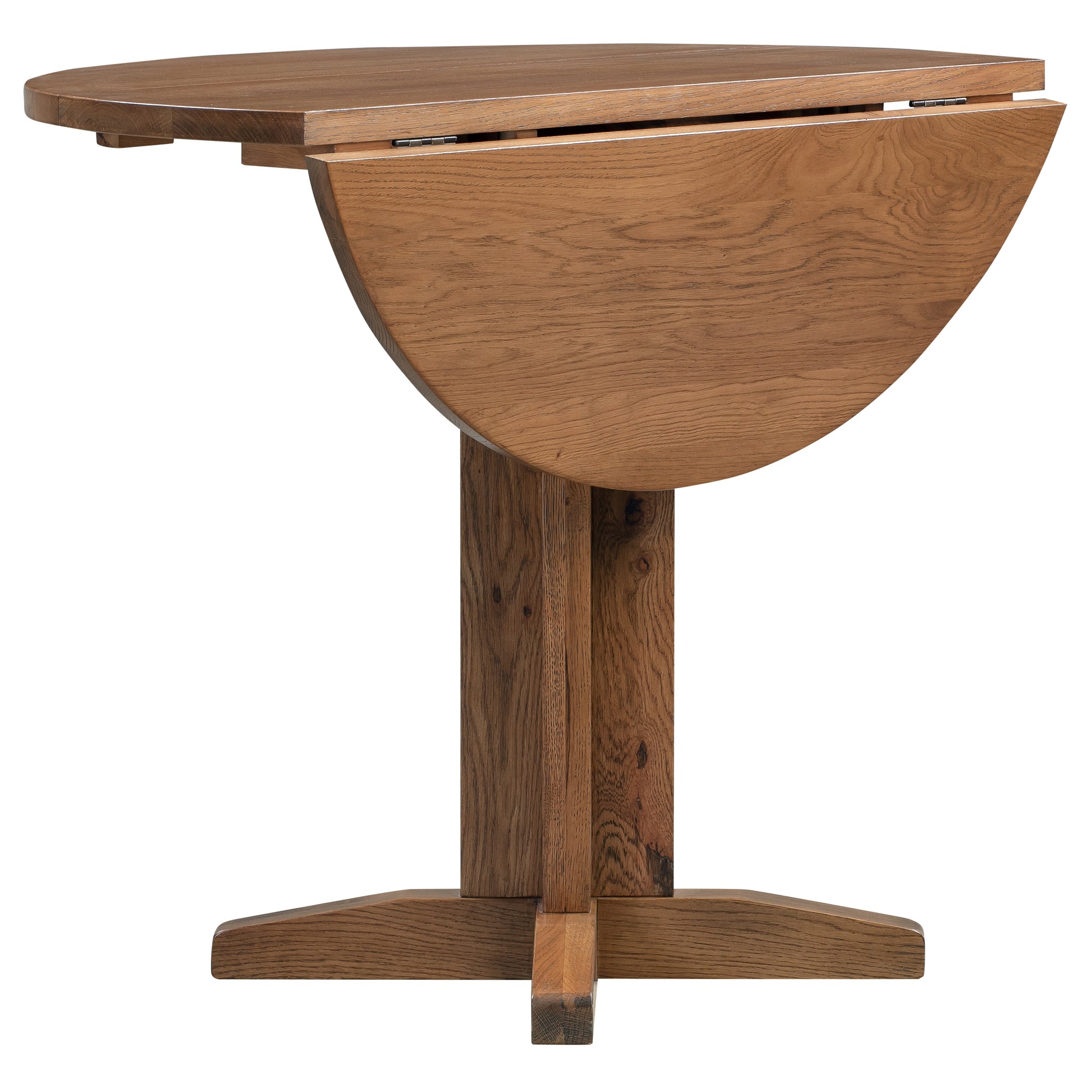 Drayton Rustic Oak Round Drop Leaf Table - Bridgnorth Furniture
