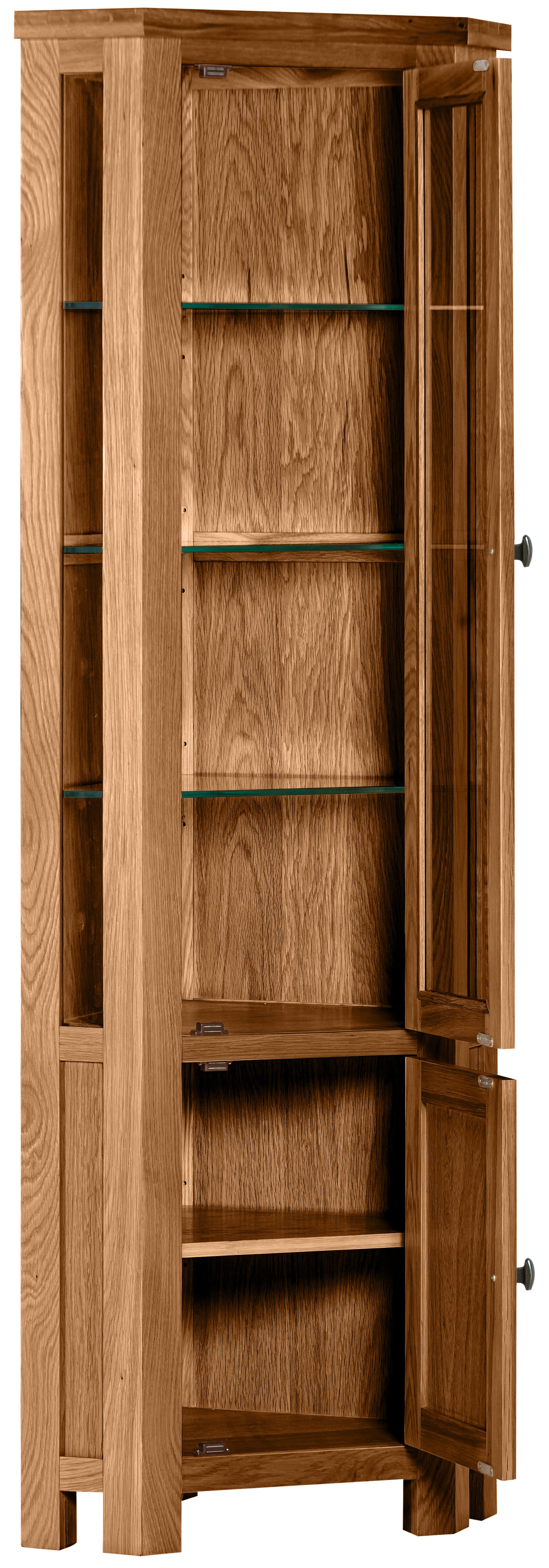 Drayton Rustic Oak Corner Display Cabinet - Bridgnorth Furniture