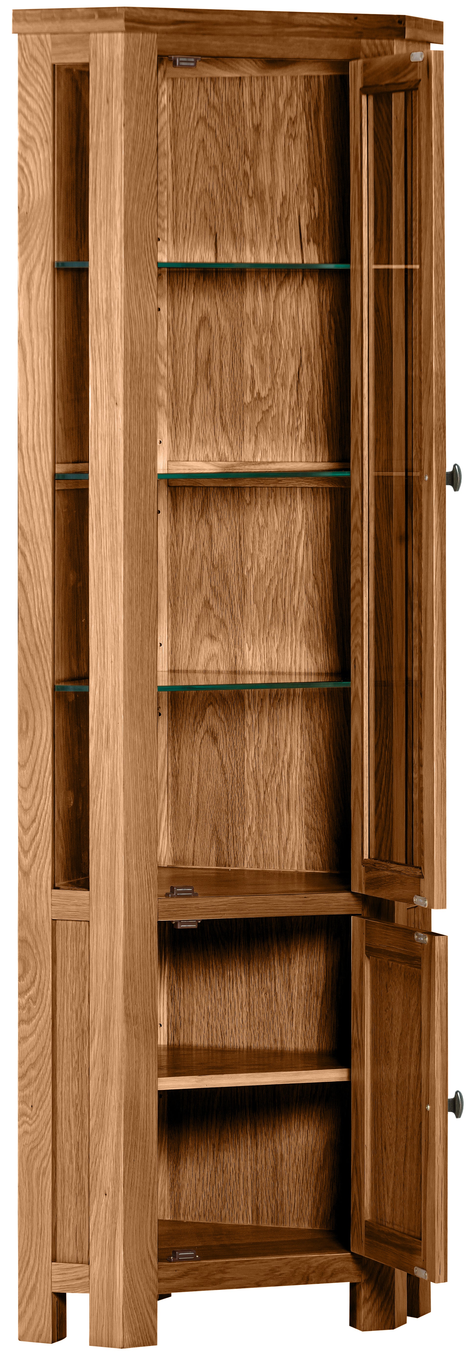 Drayton Rustic Oak Corner Display Cabinet - Bridgnorth Furniture