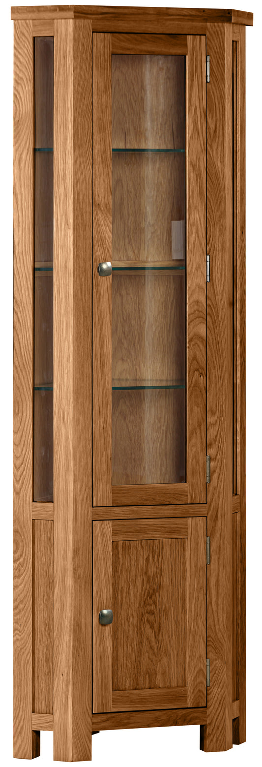 Drayton Rustic Oak Corner Display Cabinet