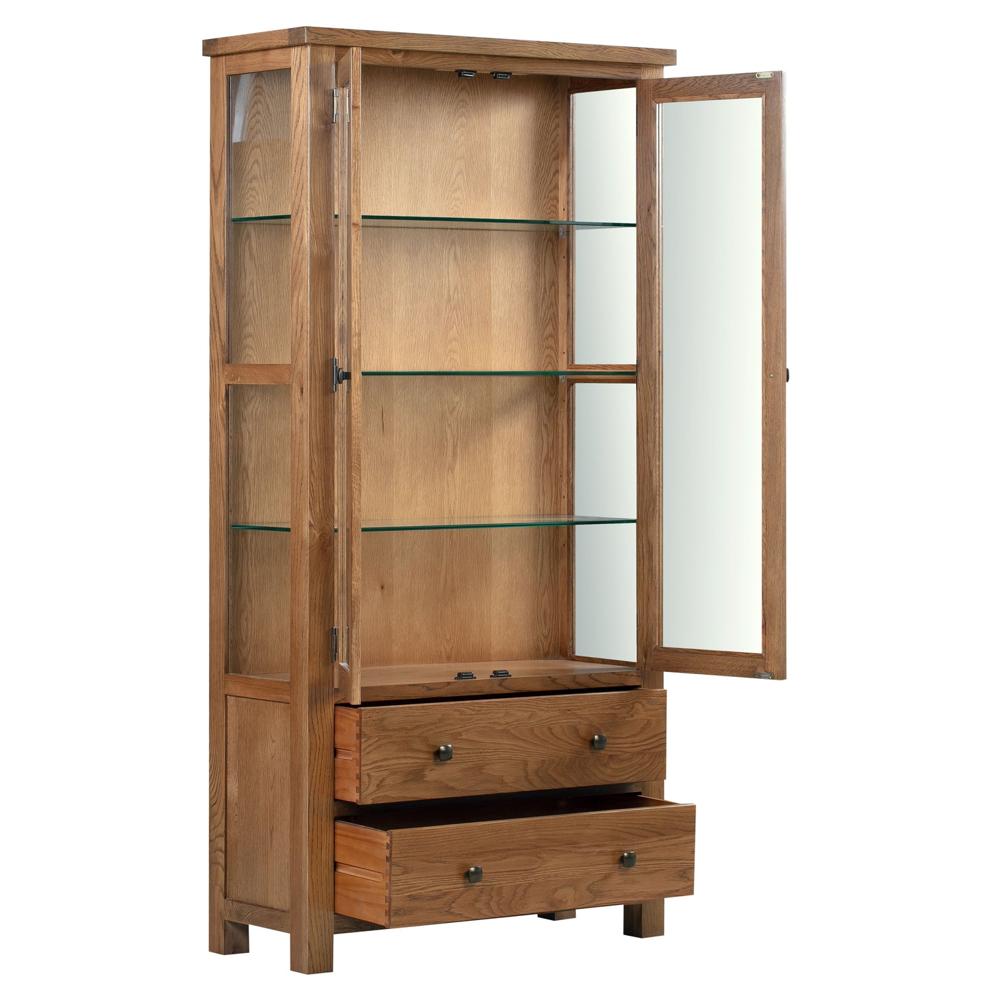 Drayton Rustic Oak Display Cabinet - Bridgnorth Furniture