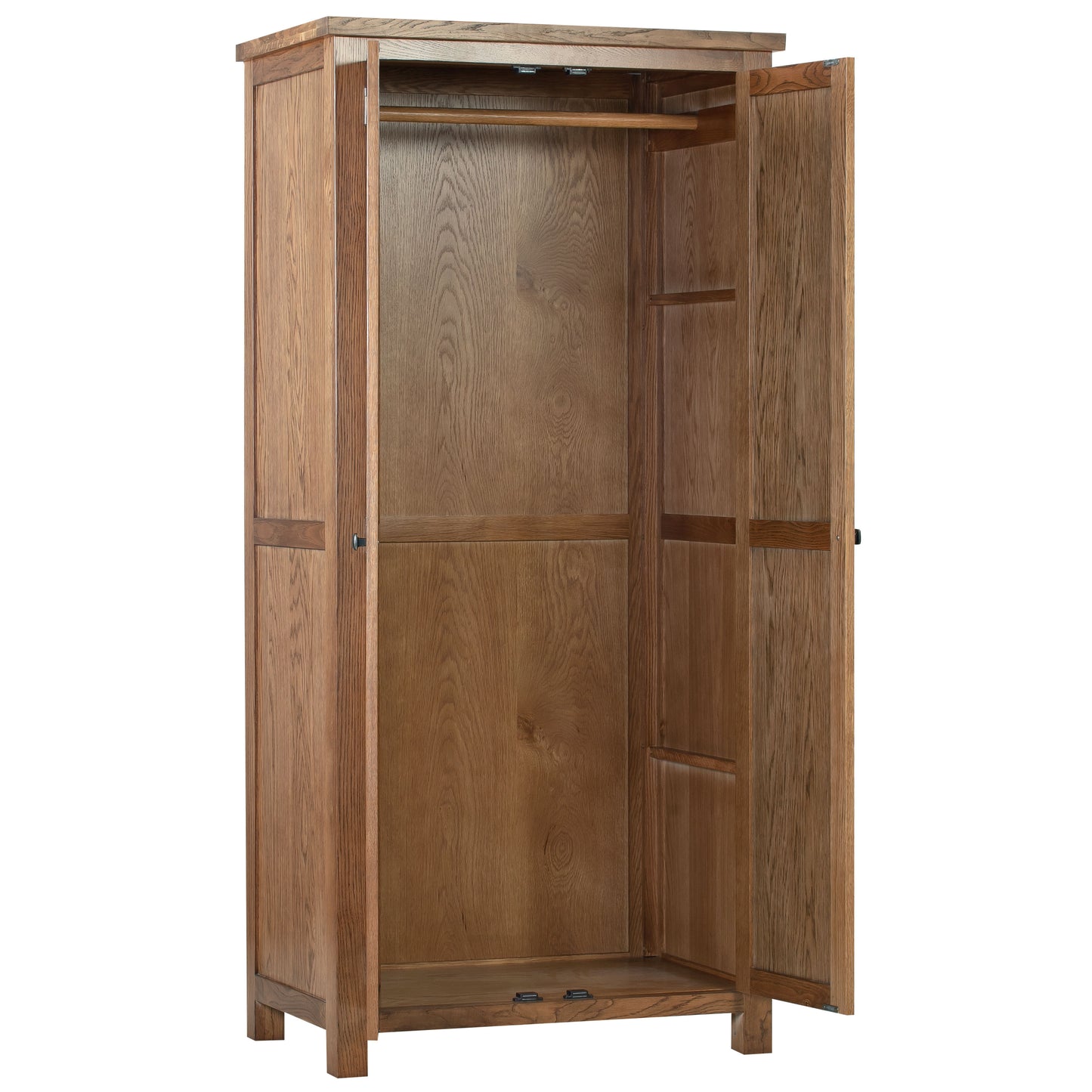 Drayton Rustic Oak All Hanging Double Wardrobe - Bridgnorth Furniture