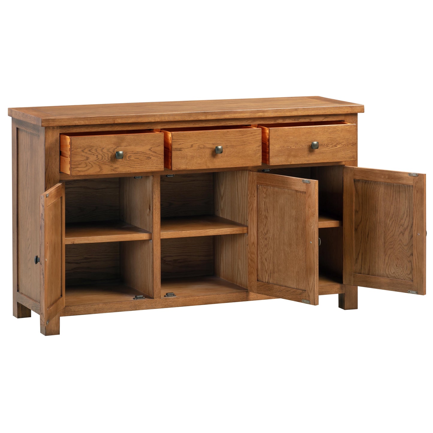 Drayton Rustic Oak 3 Door Sideboard - Bridgnorth Furniture