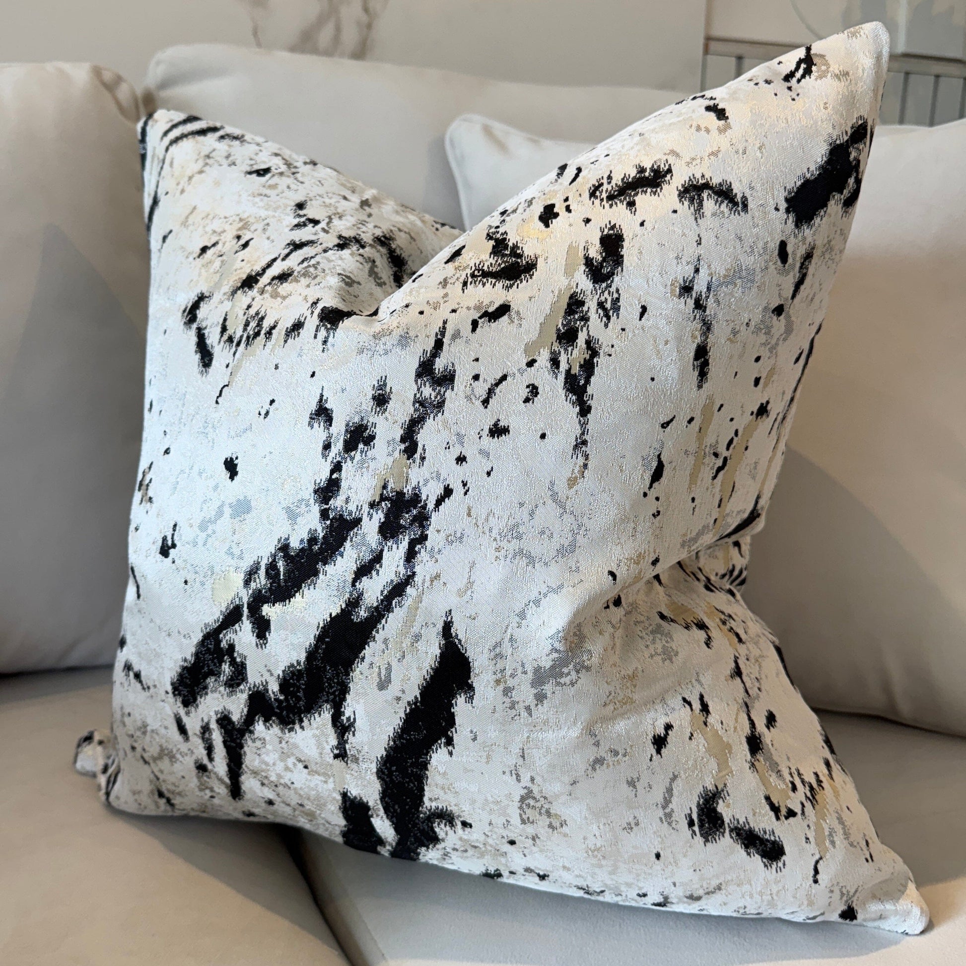 Dionne Cream & Black Abstract Print Cushion - 50x50cm - Bridgnorth Furniture
