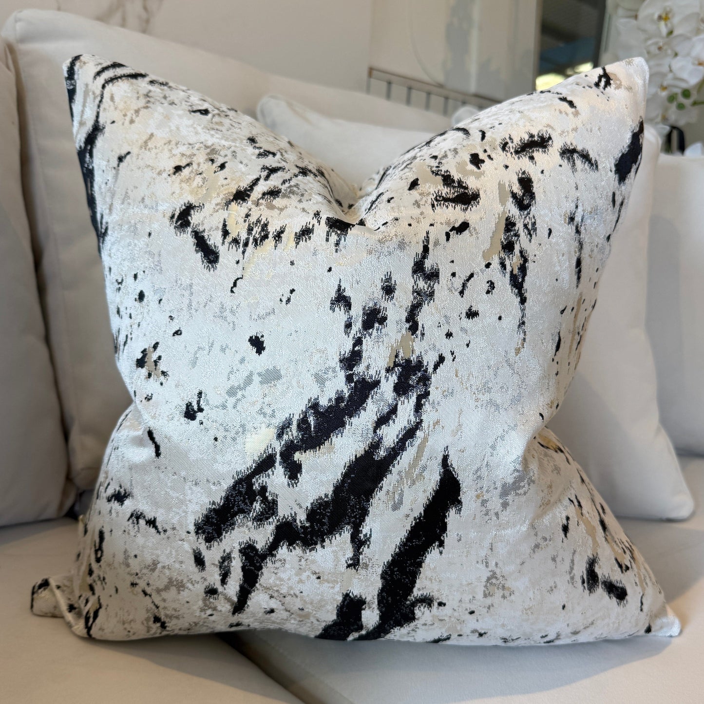 Dionne Cream & Black Abstract Print Cushion - 50x50cm - Bridgnorth Furniture