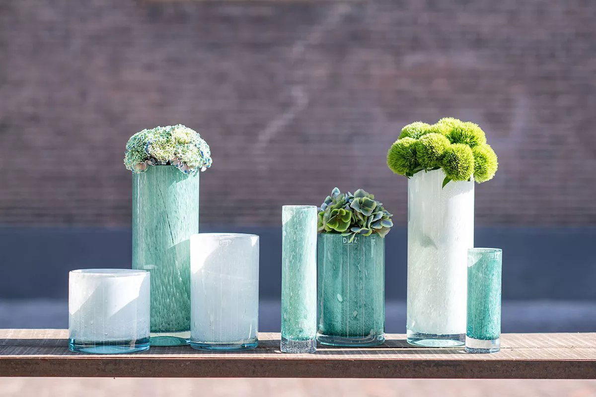 CYLINDER Vase - GREEN WHITE Colour by DutZ - Bridgnorth Furniture