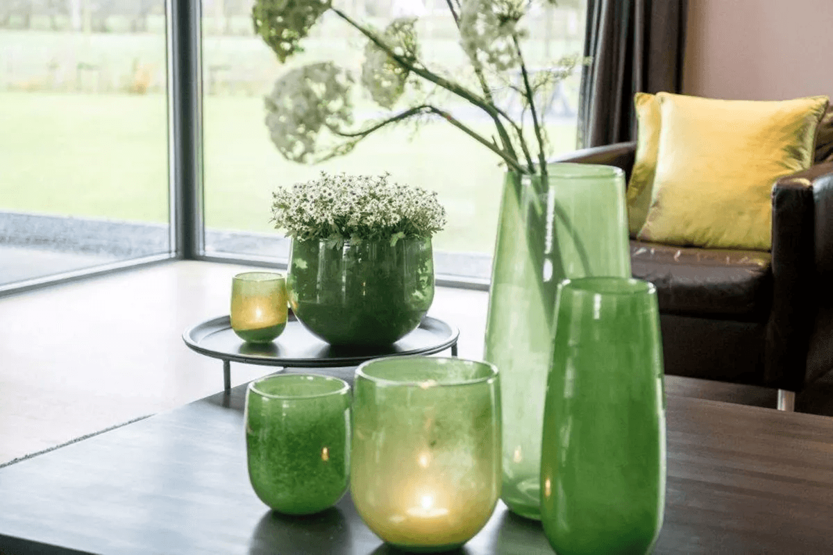 VASE ROBERT -  H50 D14 cm - JUNGLE GREEN Colour by DutZ - Bridgnorth Furniture
