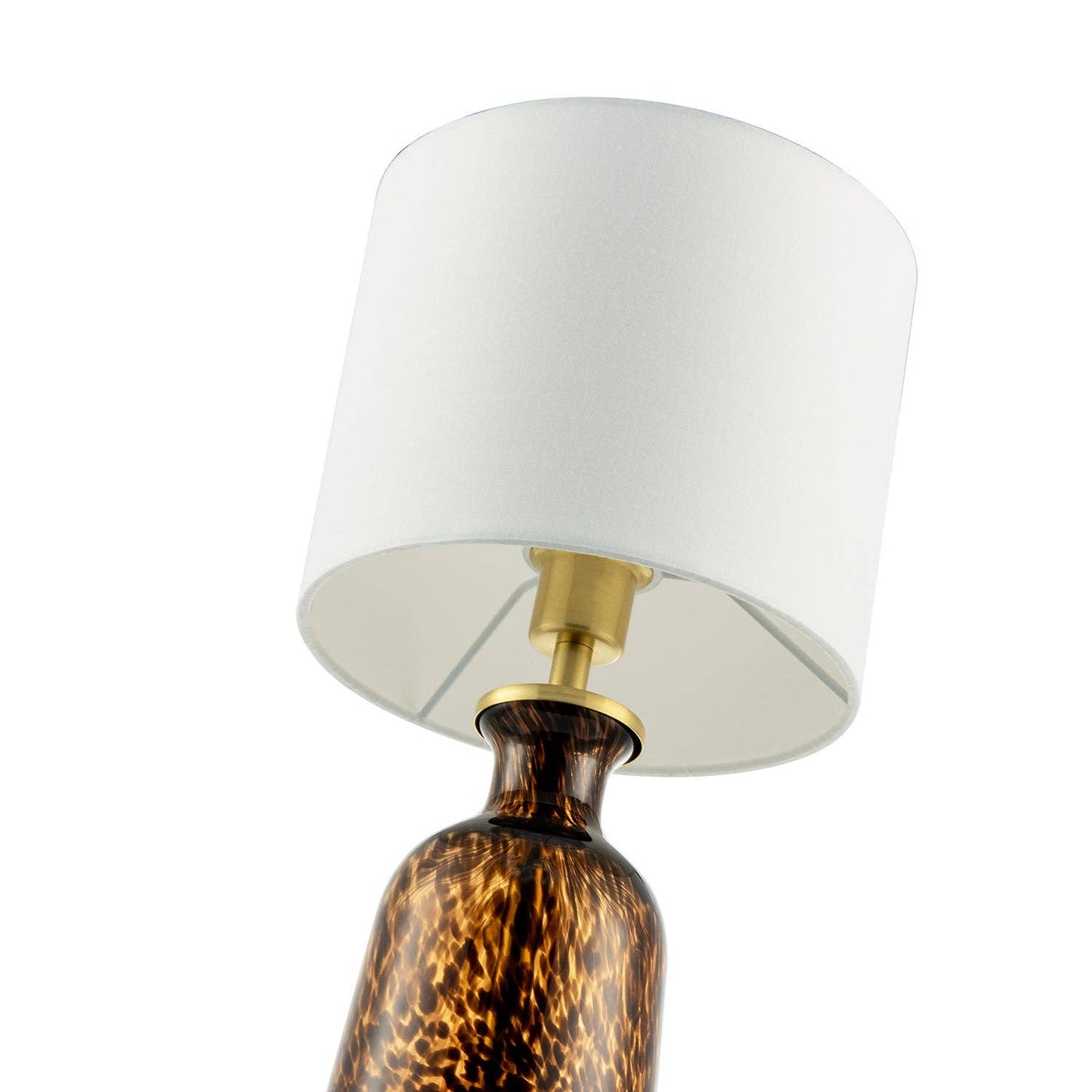Modern Amber and Black Snowflake Speckle Glass Table Lamp with Shade - Bridgnorth Furniture