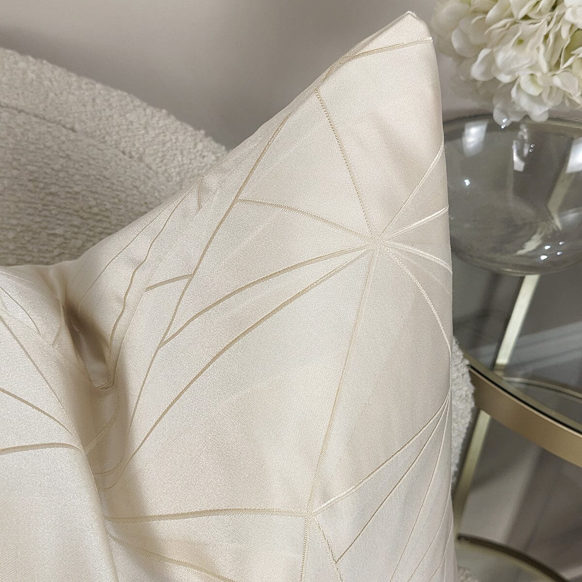 Elara Cream Satin Abstract Cushion - 45x45cm - Bridgnorth Furniture