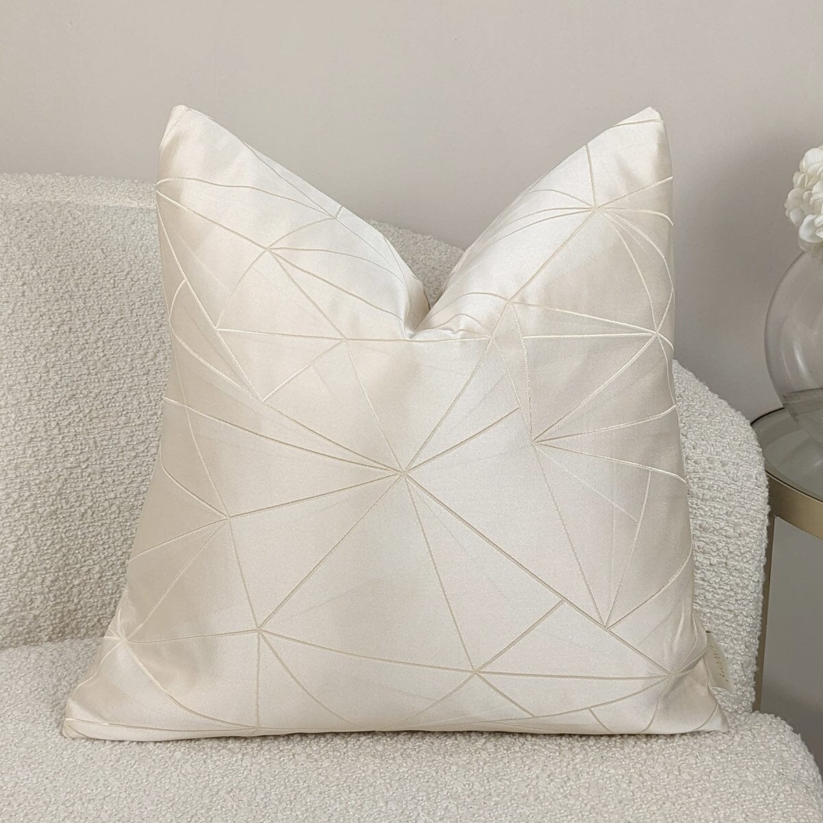 Elara Cream Satin Abstract Cushion - 45x45cm - Bridgnorth Furniture