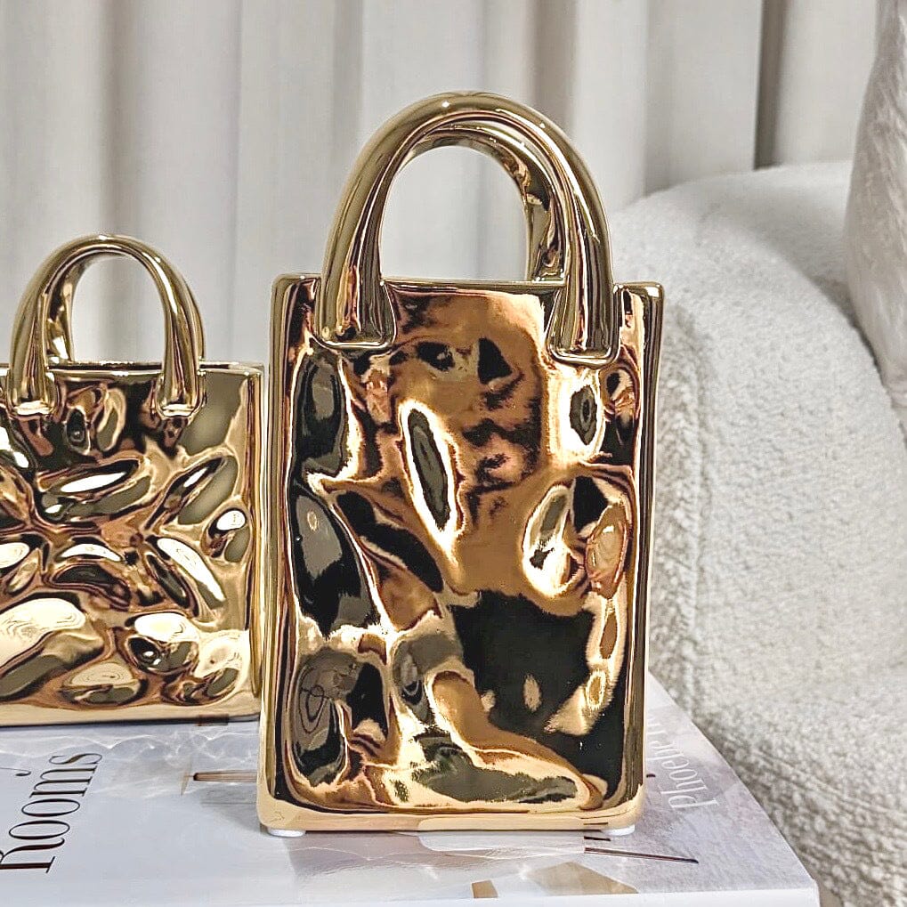 Elise Gold Handbag Decorative Vase - Bridgnorth Furniture