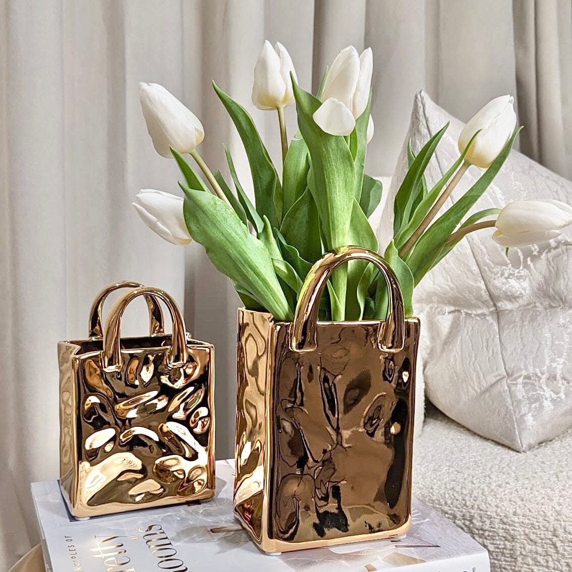 Elise Gold Handbag Decorative Vase - Bridgnorth Furniture