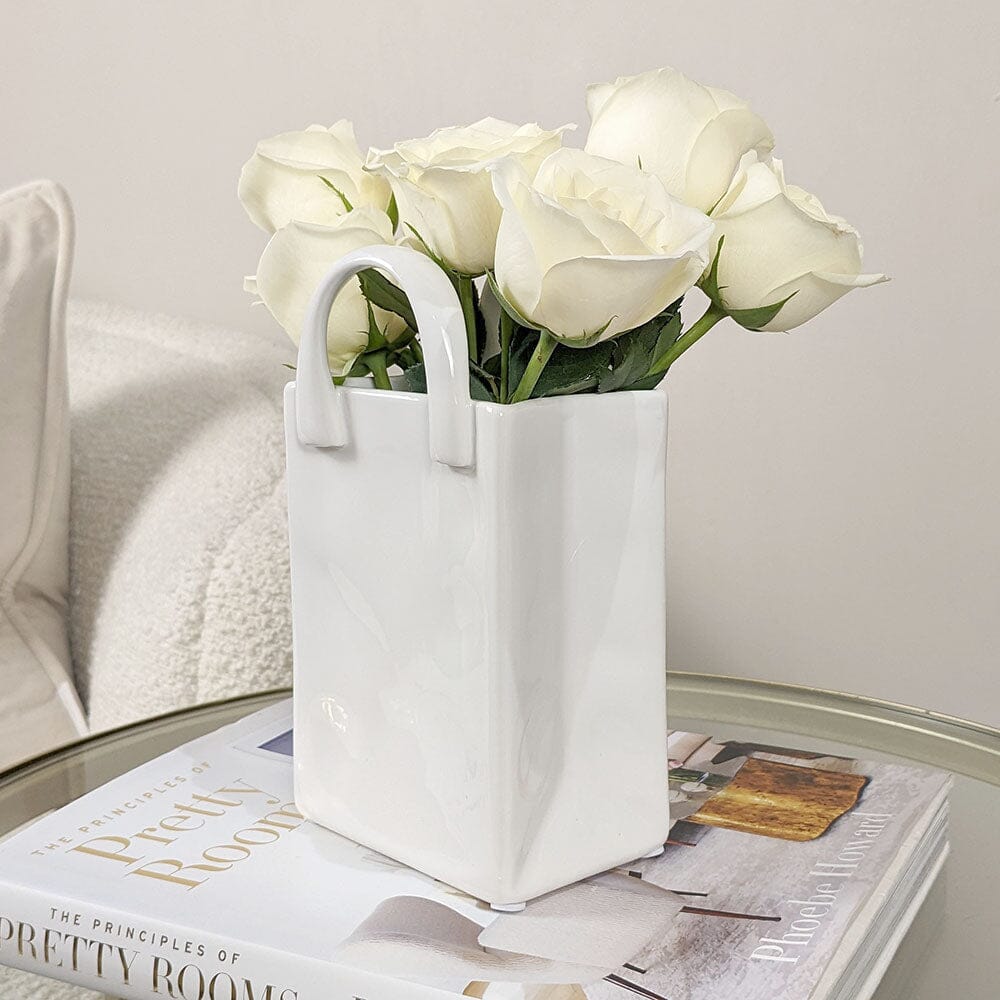 Elise White Handbag Decorative Vase - Bridgnorth Furniture