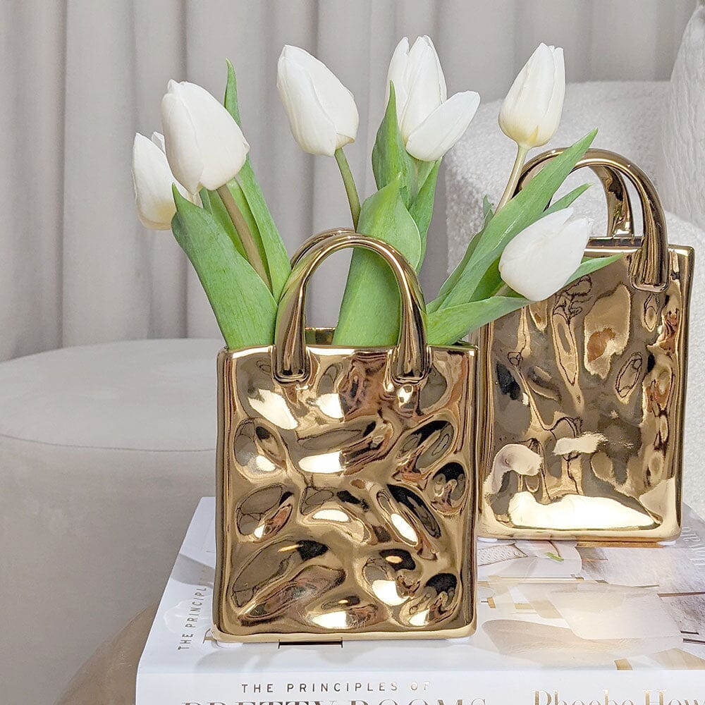 Elise Mini Gold Handbag Decorative Vase - Bridgnorth Furniture