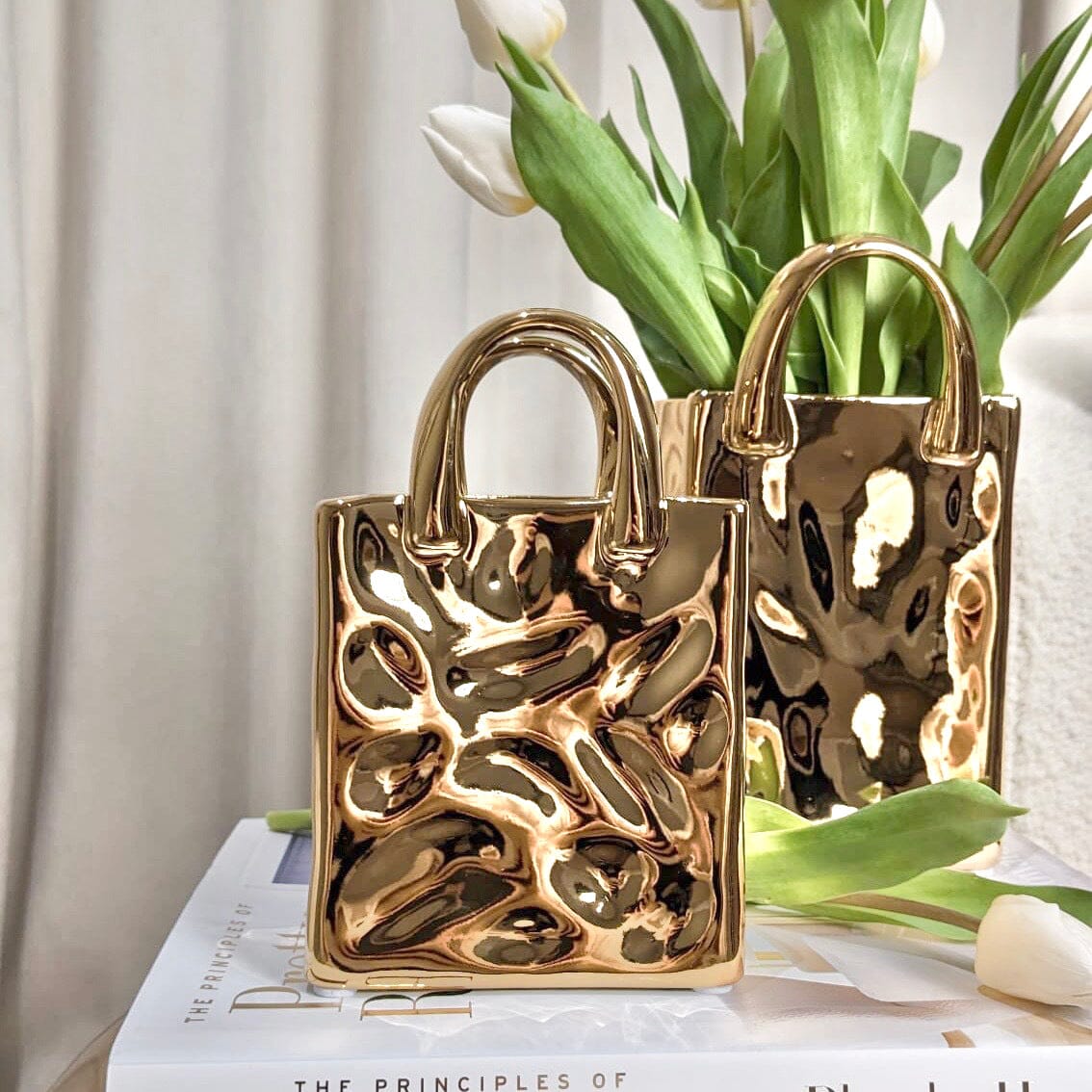Elise Mini Gold Handbag Decorative Vase - Bridgnorth Furniture