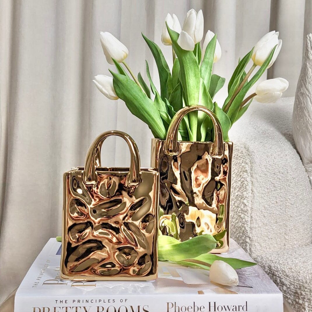 Elise Mini Gold Handbag Decorative Vase - Bridgnorth Furniture