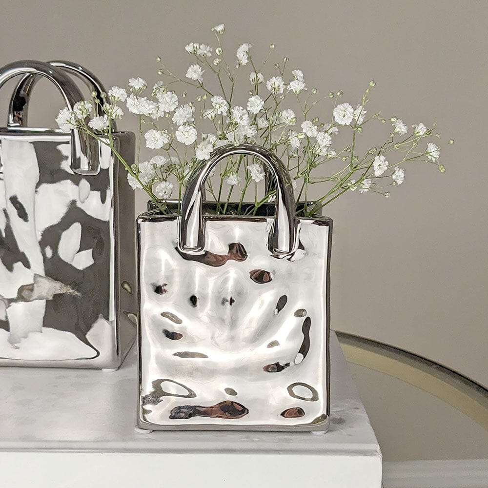 Elise Mini Silver Handbag Decorative Vase - Bridgnorth Furniture
