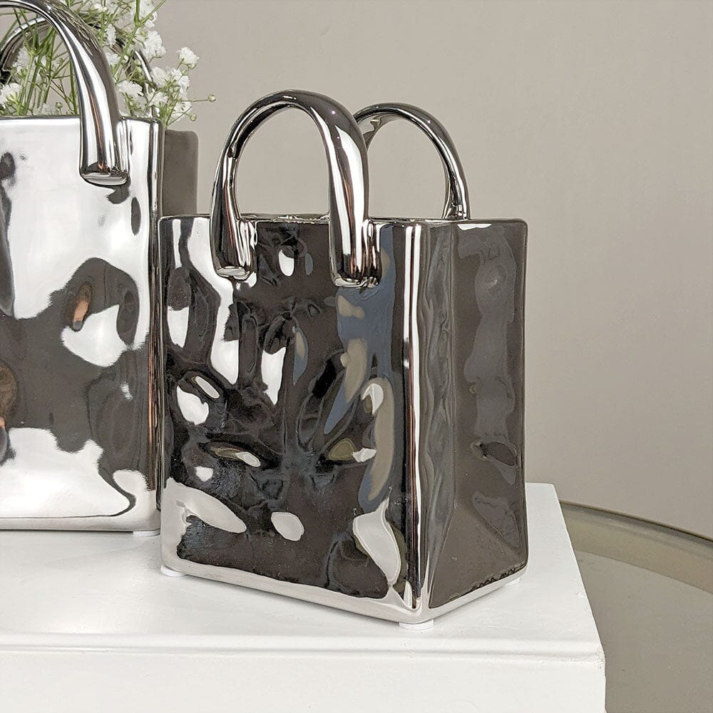 Elise Mini Silver Handbag Decorative Vase - Bridgnorth Furniture