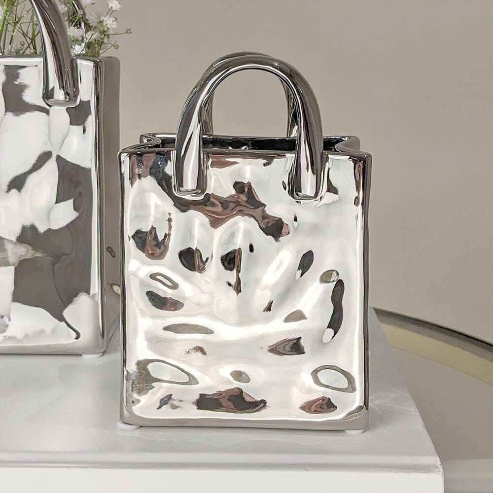Elise Mini Silver Handbag Decorative Vase - Bridgnorth Furniture