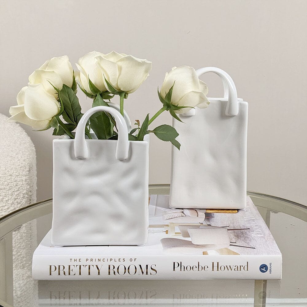 Elise Mini White Handbag Decorative Vase - Bridgnorth Furniture