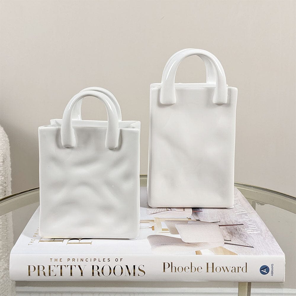 Elise Mini White Handbag Decorative Vase - Bridgnorth Furniture