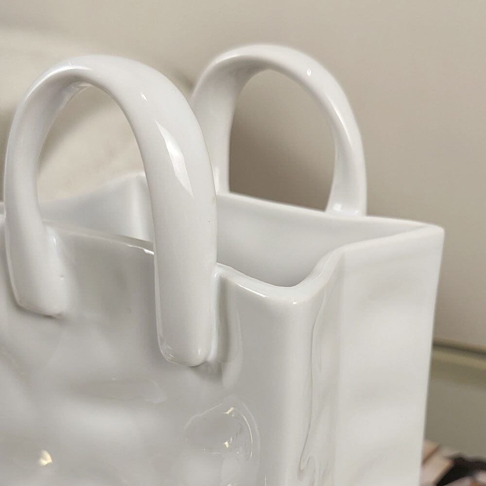 Elise Mini White Handbag Decorative Vase - Bridgnorth Furniture