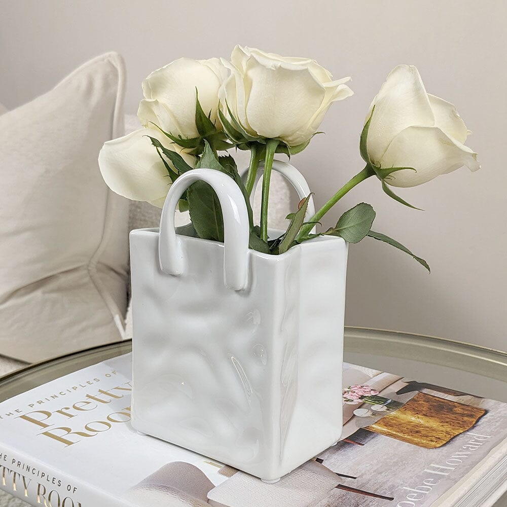 Elise Mini White Handbag Decorative Vase - Bridgnorth Furniture