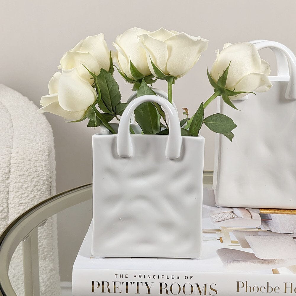 Elise Mini White Handbag Decorative Vase - Bridgnorth Furniture