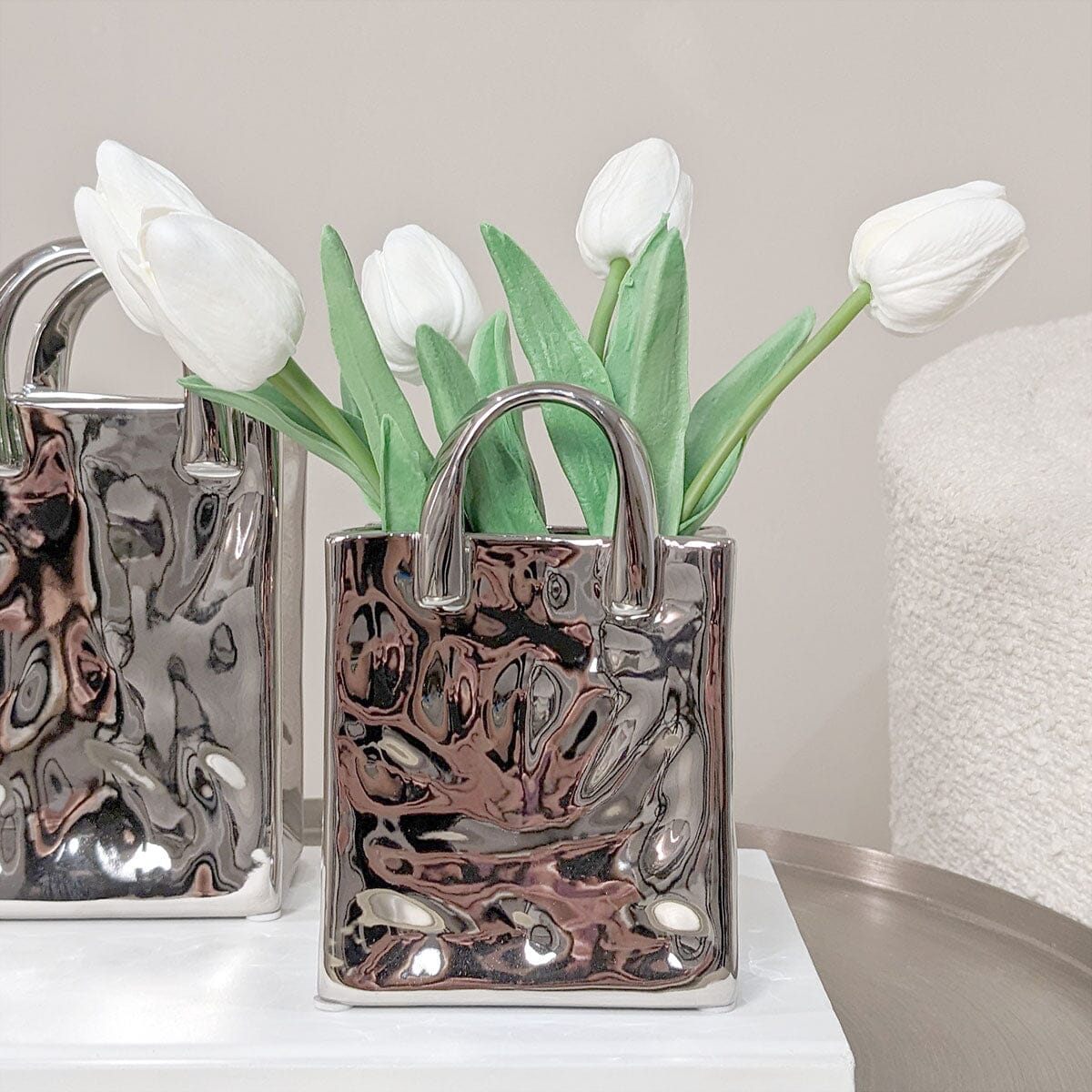 Elise Mini Silver Handbag Decorative Vase - Bridgnorth Furniture