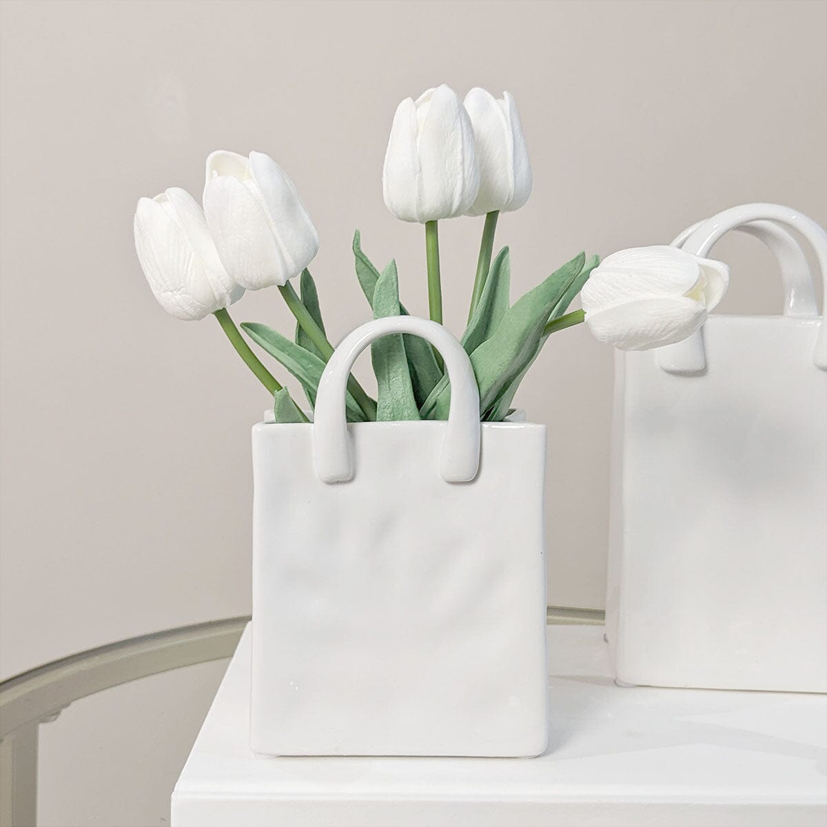 Elise Mini White Handbag Decorative Vase - Bridgnorth Furniture