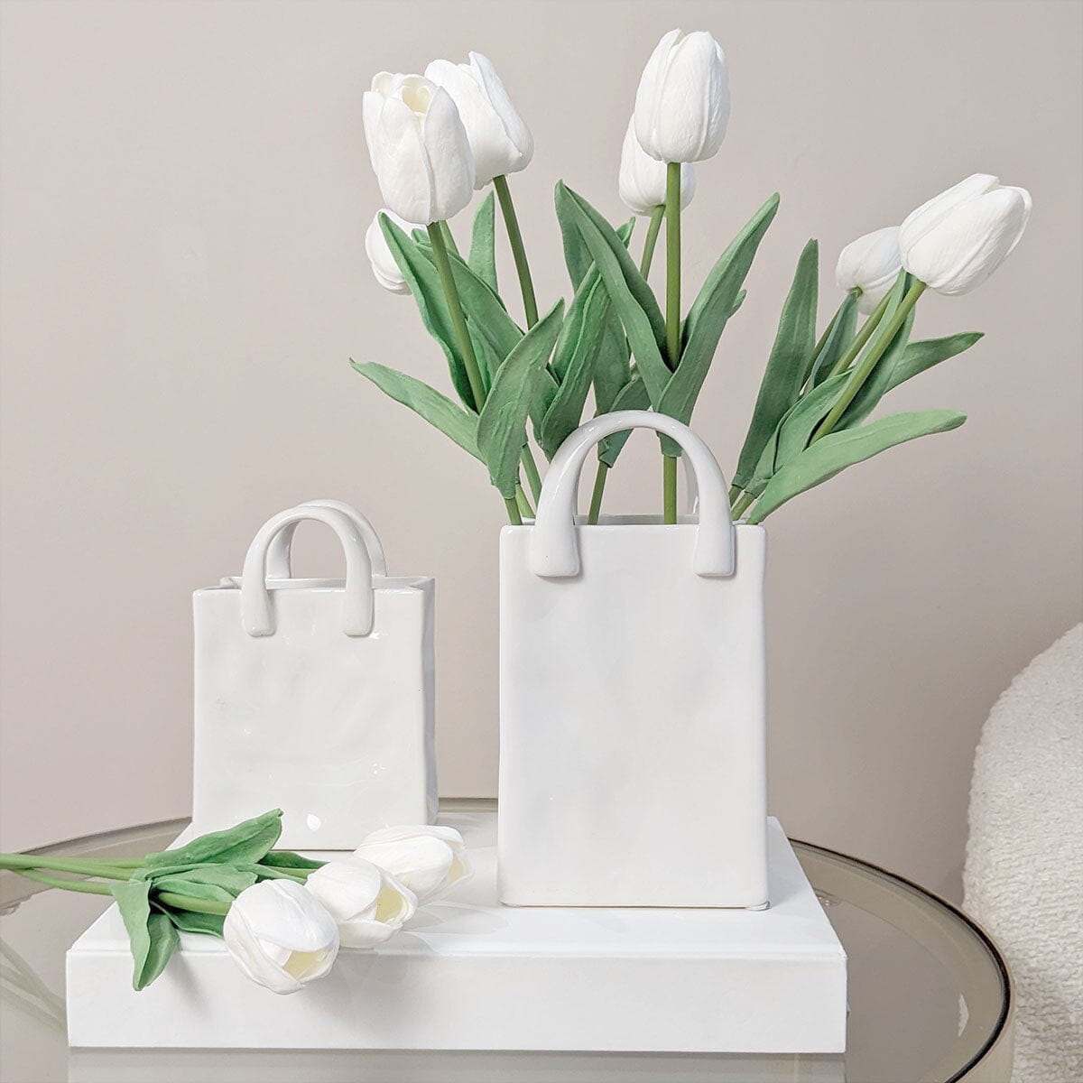 Elise White Handbag Decorative Vase - Bridgnorth Furniture