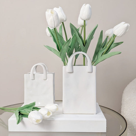 Elise White Handbag Decorative Vase - Bridgnorth Furniture
